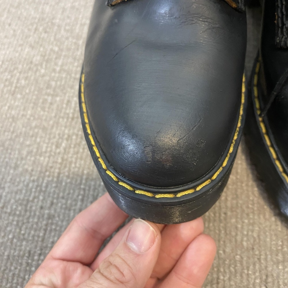 Dr. Martens Leona Boots Womens Size 7 Black Leather Combat Platform Lace Up Y2K - Picture 5 of 11